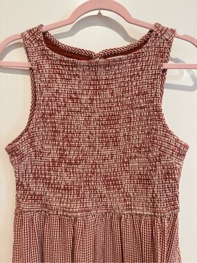 Japna Red and White Smocked Maxi Dress